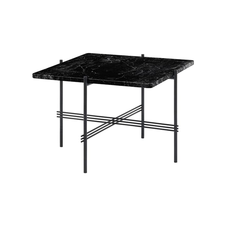 Tavolino TS Square - marmo nero Marquina, 55x55 cm, base nera - GUBI