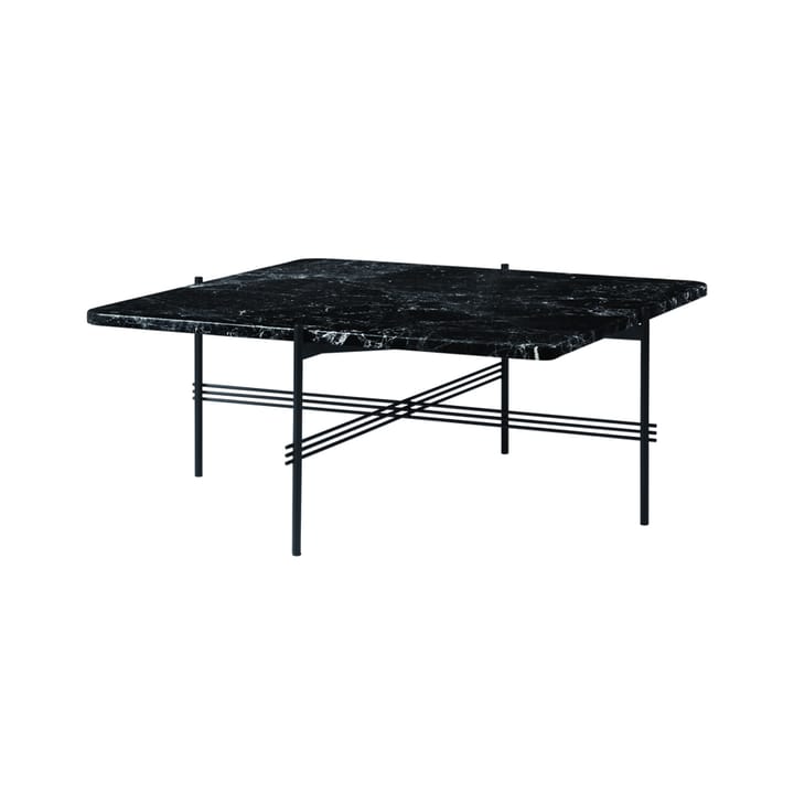 Tavolino TS Square - marmo nero Marquina, 80x80 cm, base nera - GUBI