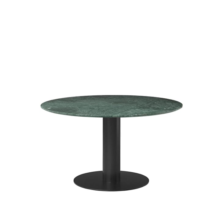 Tavolo da pranzo Gubi 2.0 - marmo green Guatemala, Ø 130 cm, base nera - GUBI