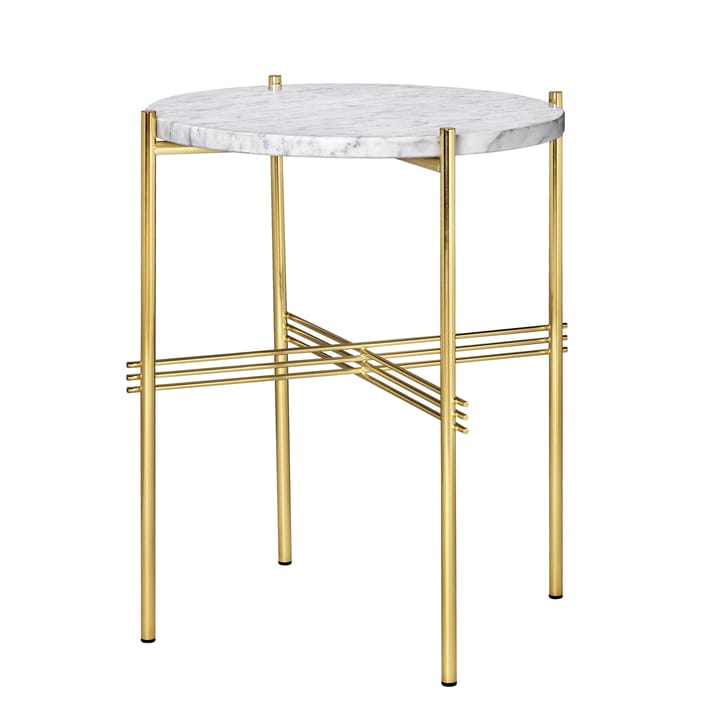 Tavolo gambe in ottone Ts Ø 40 cm - marmo bianco - GUBI