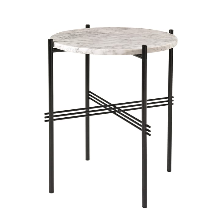 Tavolo gambe nere Ts Ø 40 cm - marmo bianco - GUBI