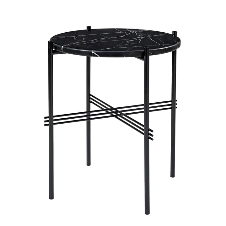 Tavolo gambe nere Ts Ø 40 cm - marmo nero - GUBI