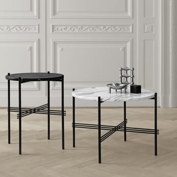 Tavolo gambe nere Ts Ø 40 cm - marmo nero - GUBI