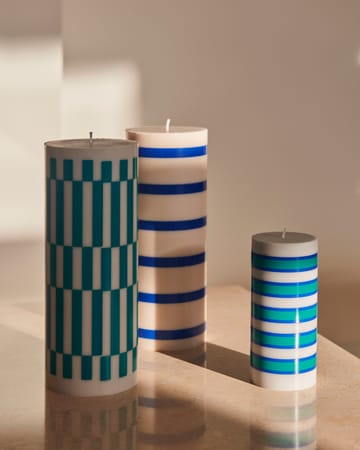 Candela a cero Column Candle 25 cm - Bianco sporco, blu - HAY