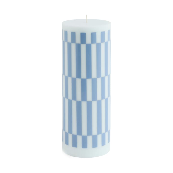 Candela a colonna blockljus grande 25 cm - Light blue-dusty blue check - HAY