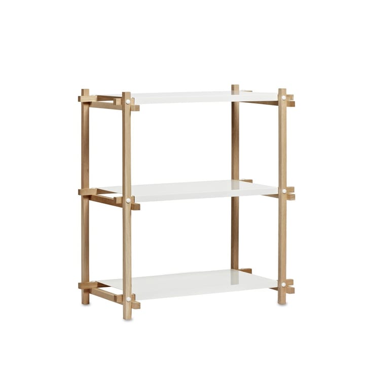 Mensola Woody Column - Oak-white lacquered shelf, low - HAY