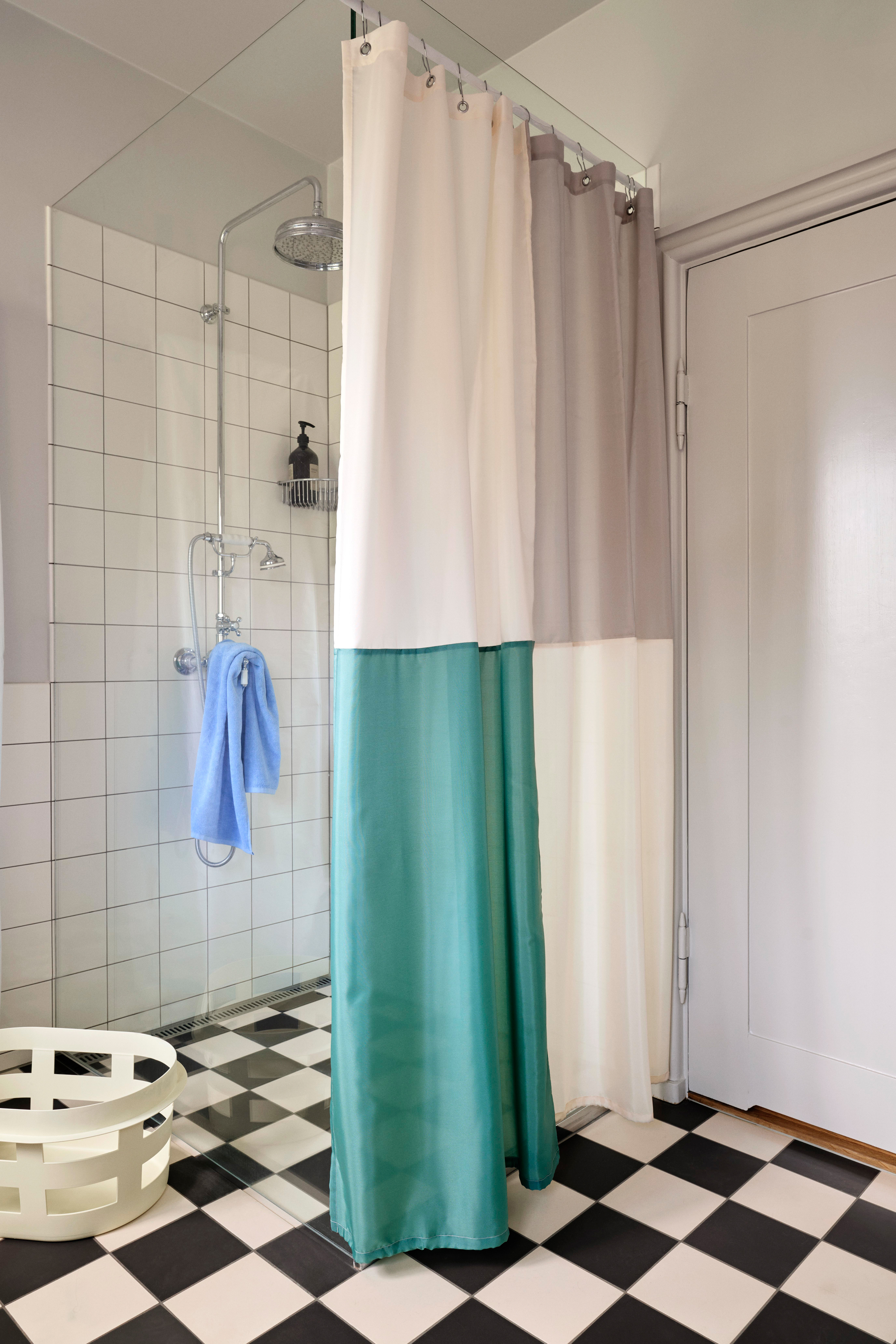 Tenda da doccia con fantasia a quadri Check 180x200 cm, Green