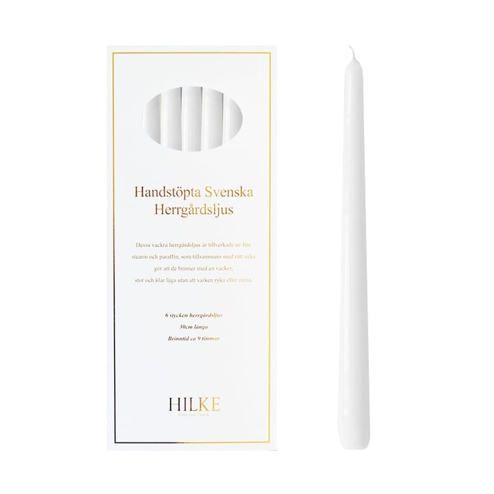 Candele Herrgårdsljus 30 cm confezione da 6, Bianco lucido Hilke Collection