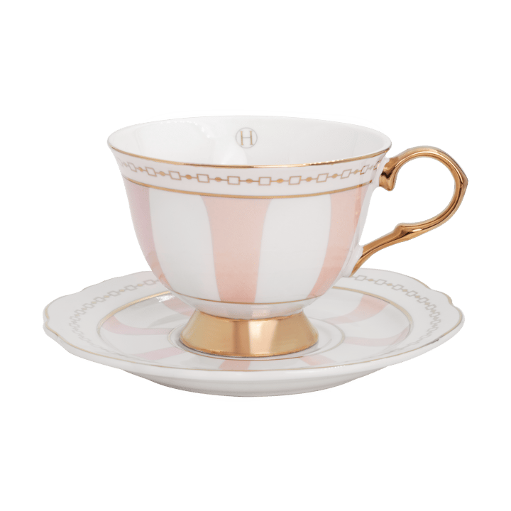 Tazza Strisce Rosa con piattino - 22 cl - Hilke Collection