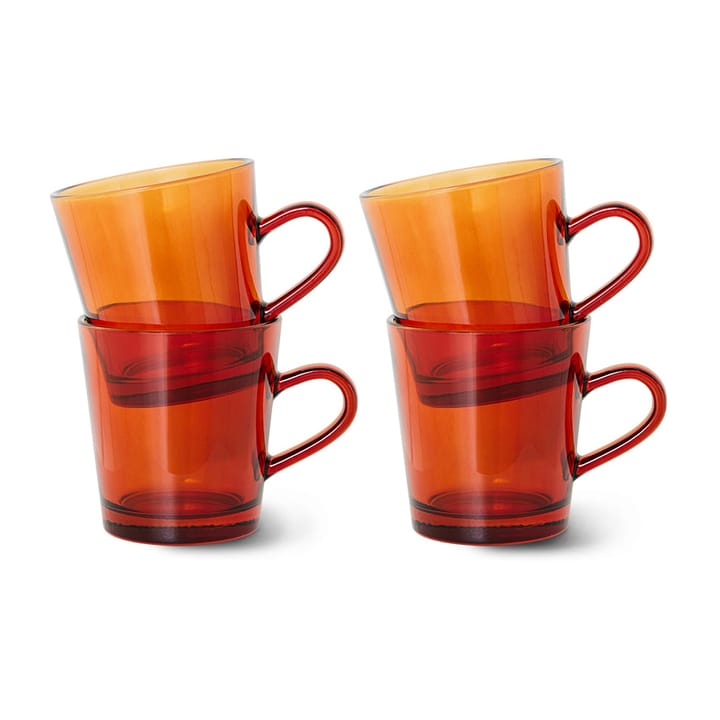 Tazza da caffè 70's Glassware 20 cl, confezione da 4 - Amber brown - HKliving