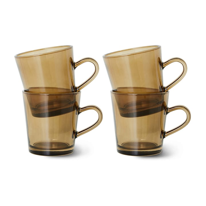 Tazza da caffè 70's Glassware 20 cl, confezione da 4 - Mud brown - HKliving