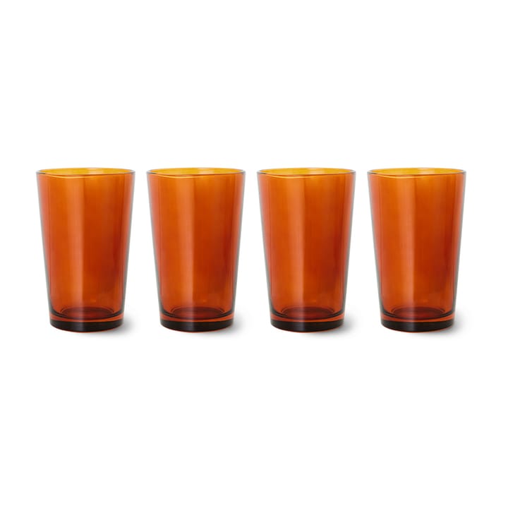 Tazza da tè 70's Glassware 20 cl, confezione da 4 - Amber brown - HKliving