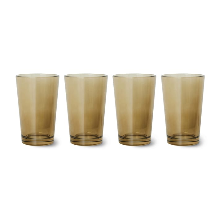 Tazza da tè 70's Glassware 20 cl, confezione da 4 - Mud brown - HKliving