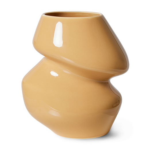 Vaso moderno - roche - calligaris - in ceramica / giallo / beige