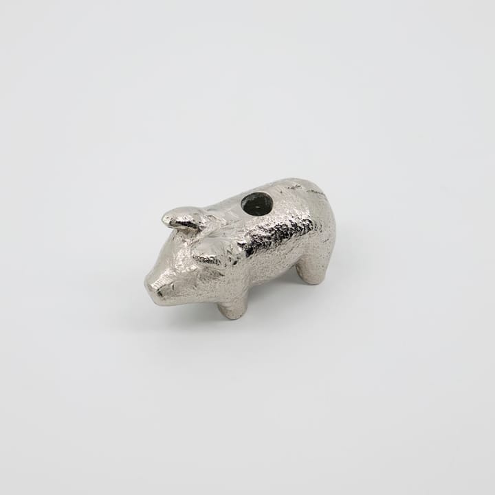 Portacandela Pig 5 cm - Argento antico - House Doctor