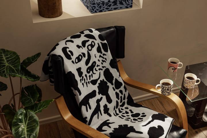 Coperta in lana Oiva Toikka Cheetah 130x180 cm, Nero-bianco Iittala