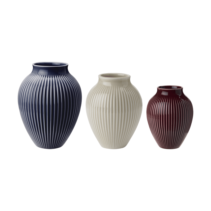 Vaso Knabstrup a coste confezione da 3 - Berry-sand-blu scuro - Knabstrup Keramik