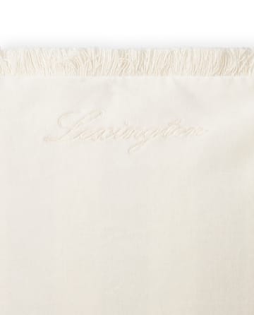 Copricuscino con frange in velluto e cotone biologico 50x50 cm - Bianco - Lexington