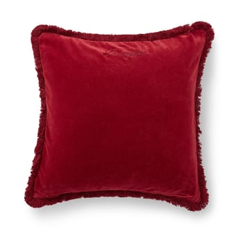 Copricuscino con frange in velluto e cotone biologico 50x50 cm - Rosso - Lexington