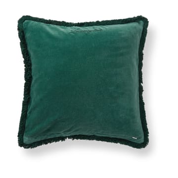 Copricuscino con frange in velluto e cotone biologico 50x50 cm - Verde - Lexington