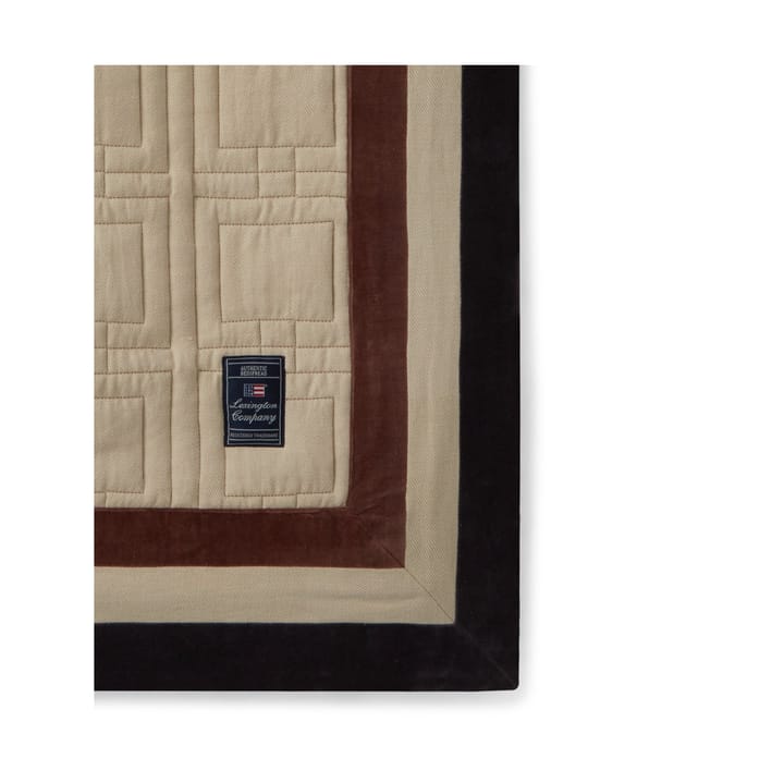 Copriletto Quilted Organic Cotton Velvet 240x260 cm, Beige chiaro, marrone, grigio scuro Lexington