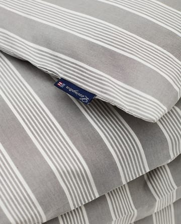 Copripiumino Striped in lyocell e cotone 220x220 cm - Gray/Off White - Lexington