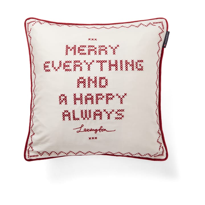 Cuscino Happy always 50x50 cm - Bianco-rosso - Lexington