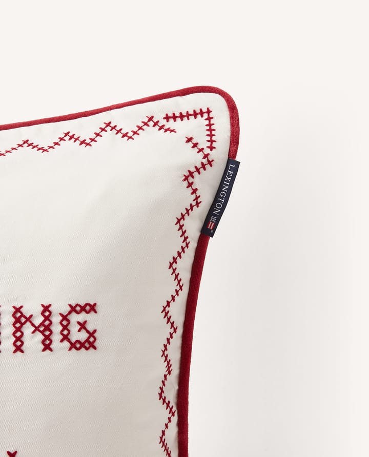 Cuscino Happy always 50x50 cm, Bianco-rosso Lexington