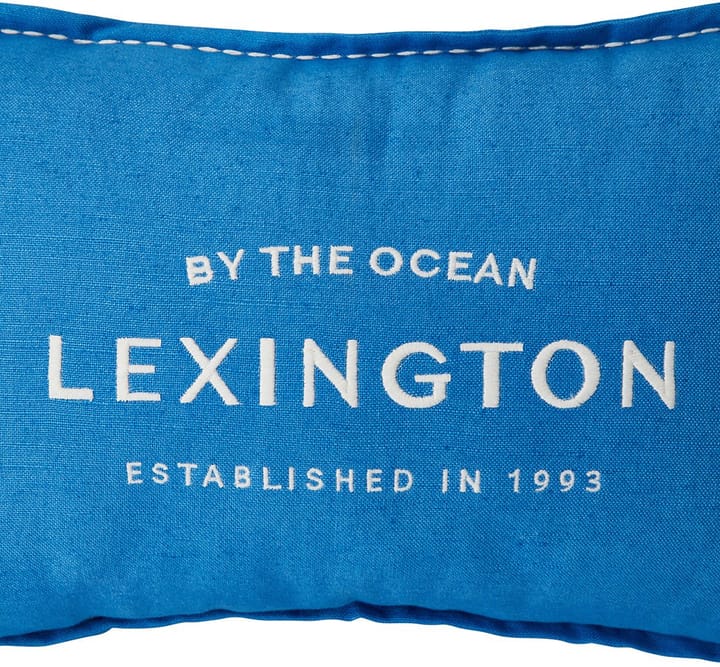 Cuscino in lino/cotone con logo ricamato 30x50 cm, Blu Lexington