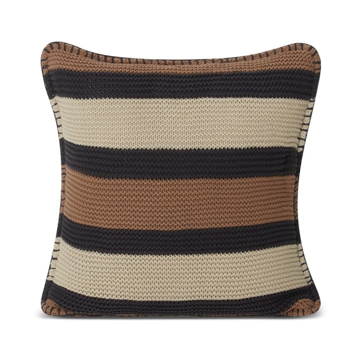 Federa per cuscino Striped Knitted Cotton 50x50 cm - Brown-dark gray-light beige - Lexington