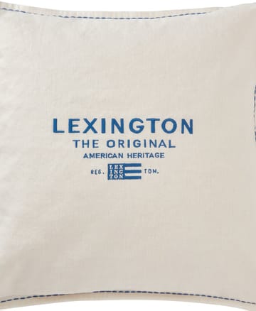 Fodera per cuscino in lino/cotone con logo ricamato 50x50 cm - Bianco - Lexington