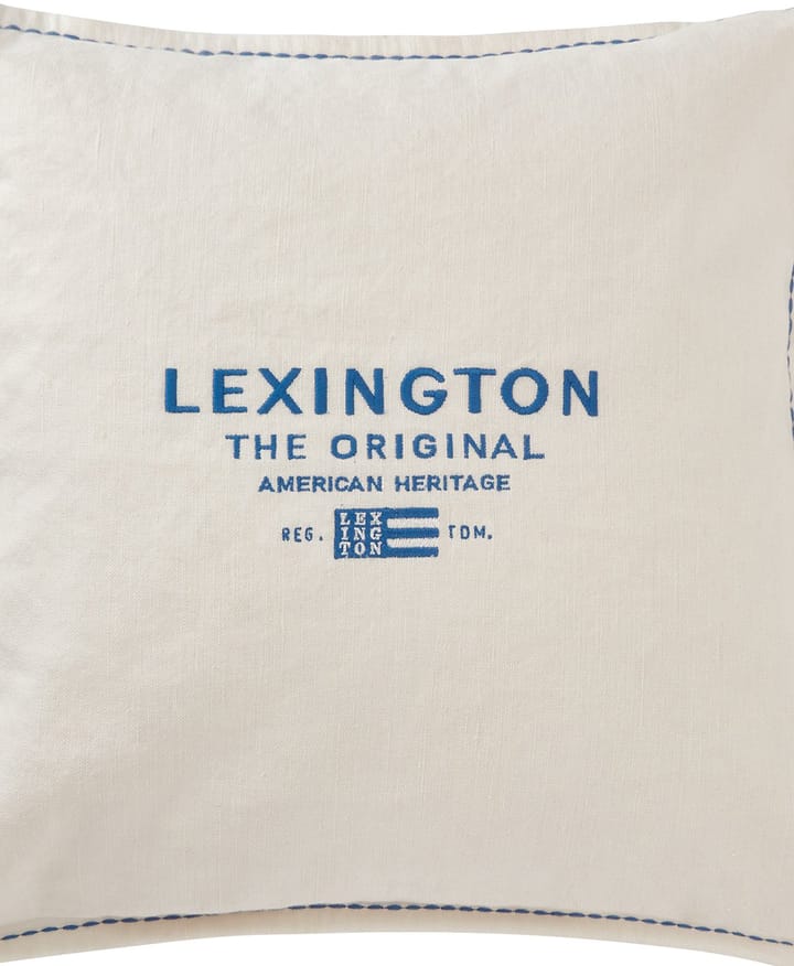 Fodera per cuscino in lino/cotone con logo ricamato 50x50 cm, Bianco Lexington