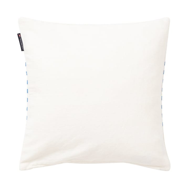 Fodera per cuscino ricamata a righe in cotone/lino 50x50 cm, Off White-blu Lexington