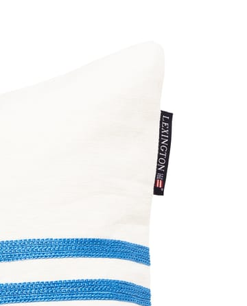 Fodera per cuscino ricamata a righe in cotone/lino 50x50 cm - Off White-blu - Lexington