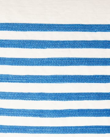 Fodera per cuscino ricamata a righe in cotone/lino 50x50 cm - Off White-blu - Lexington