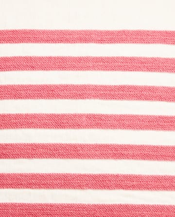 Fodera per cuscino ricamata a righe in cotone/lino 50x50 cm - Off White-rosso - Lexington