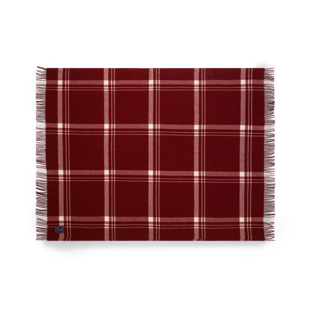 Plaid Checked Recycled Wool 130x170 cm, Rosso, bianco