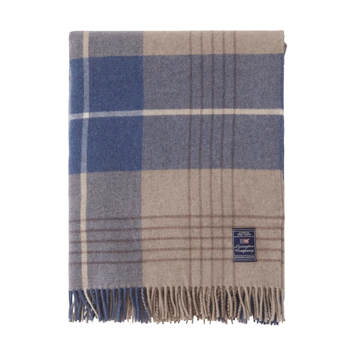 Plaid in lana riciclata Checked 130x170 cm - Denim blue-beige - Lexington