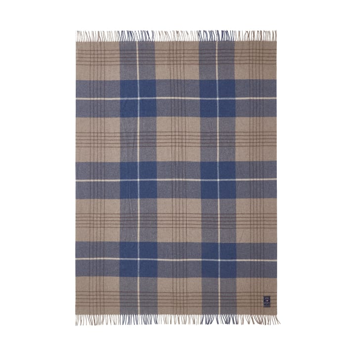 Plaid in lana riciclata Checked 130x170 cm, Denim blue-beige Lexington