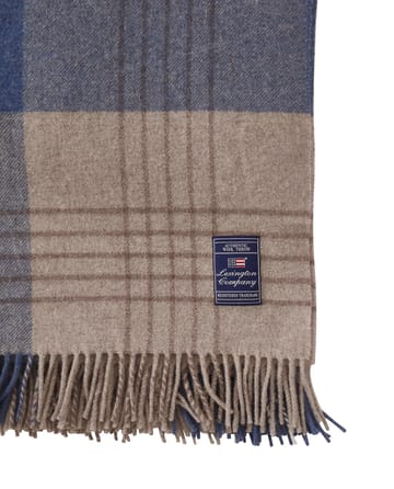 Plaid in lana riciclata Checked 130x170 cm - Denim blue-beige - Lexington