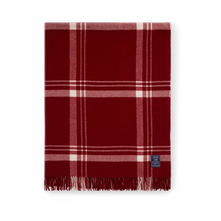 Plaid in lana riciclata Checked 130x170 cm, Rosso, bianco Lexington