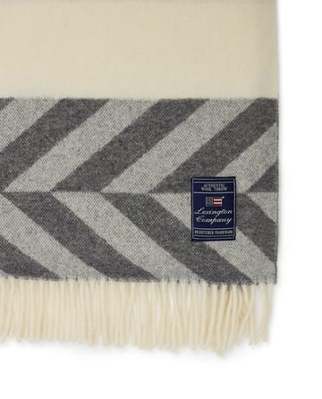 Plaid in lana riciclata Herringbone Striped 130x170 cm - Grey-off white - Lexington