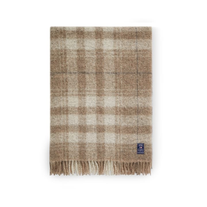 Plaid Mohair a scacchi, materiale misto, 130x170 cm, Bianco, beige, grigio Lexington