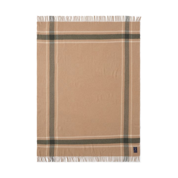 Plaid riciclato a quadri Frame 130x170 cm, Beige-verde Lexington