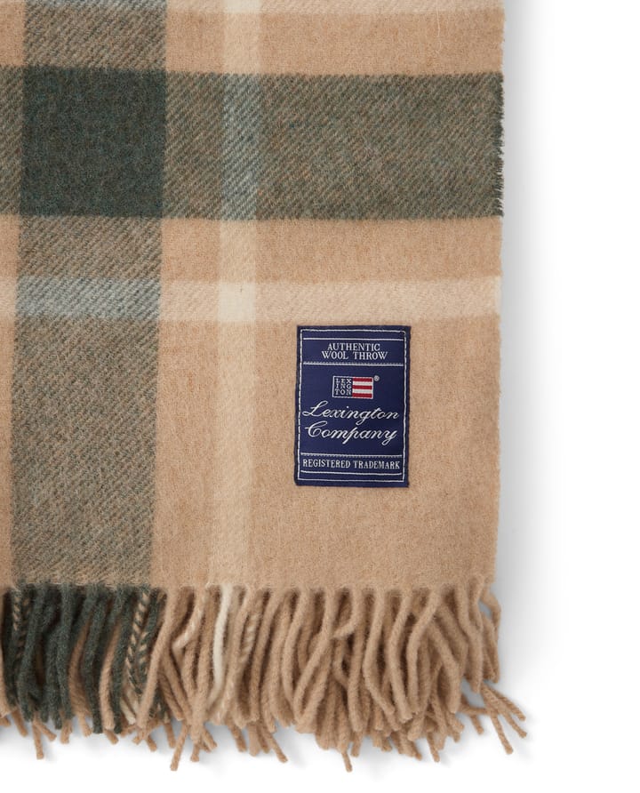 Plaid riciclato a quadri Frame 130x170 cm, Beige-verde Lexington