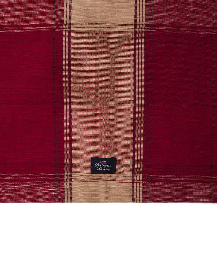 Runner in lino-cotone a quadri 50x250 cm, Rosso-beige Lexington