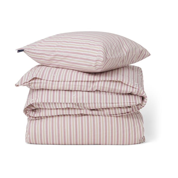 Set di biancheria da letto in popeline di cotone a righe Dobby - Rosso-beige-bianco - Lexington