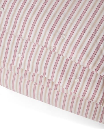 Set di biancheria da letto in popeline di cotone a righe Dobby - Rosso-beige-bianco - Lexington