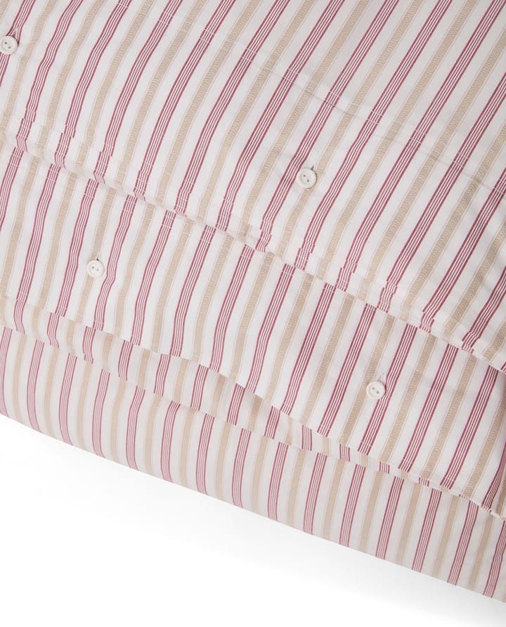 Set di biancheria da letto in popeline di cotone a righe Dobby, Rosso-beige-bianco Lexington