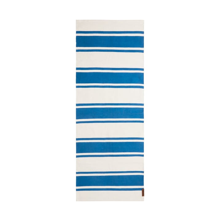 Tappeto corridoio in cotone a righe biologico 70x130 cm - Blu-bianco - Lexington